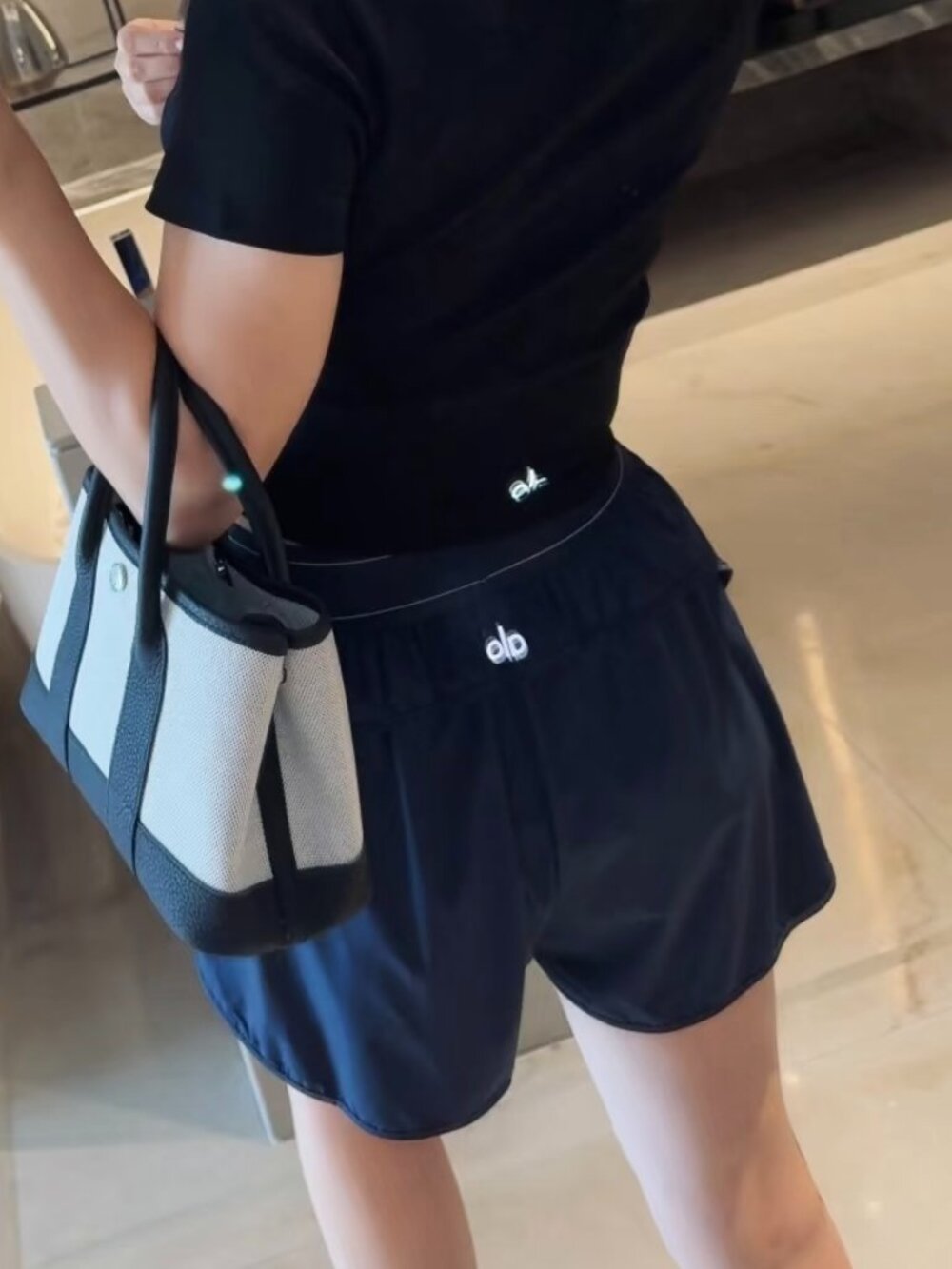 NWT 🎯 Alo Yoga Match Point Short,Black High-Waisted Shorts Athleisure/Sports - Picture 7 of 7